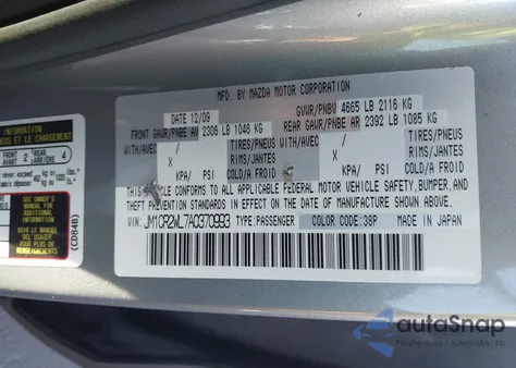 2010 Mazda Mazda5 Sport from USA, damaged, VIN JM1CR2WL7A0370993